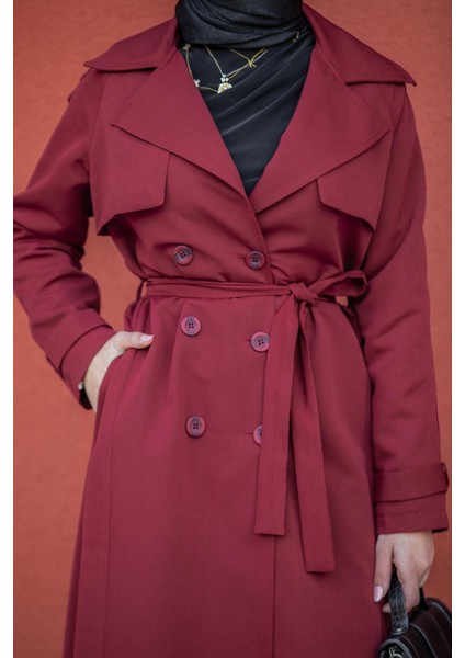 Rodi Uzun Astarlı Trençkot-Bordo fiyatları