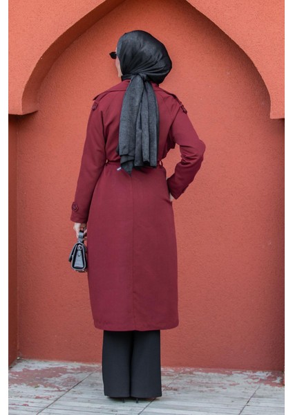 Rodi Uzun Astarlı Trençkot-Bordo modelleri