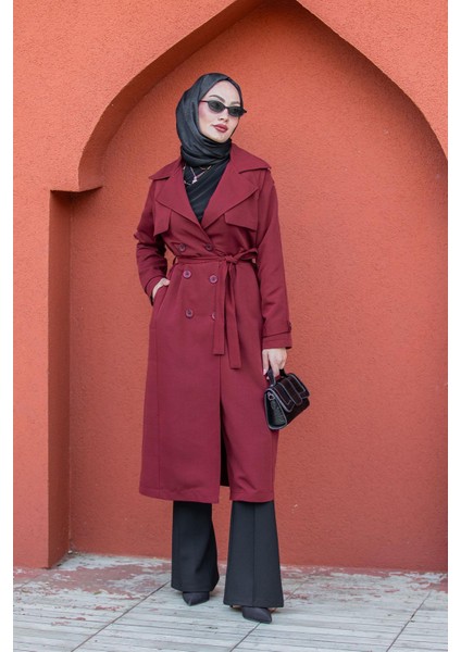 Rodi Uzun Astarlı Trençkot-Bordo indirimleri