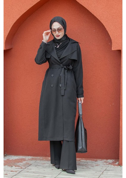 Rodi Uzun Astarlı Trençkot-Siyah indirimleri