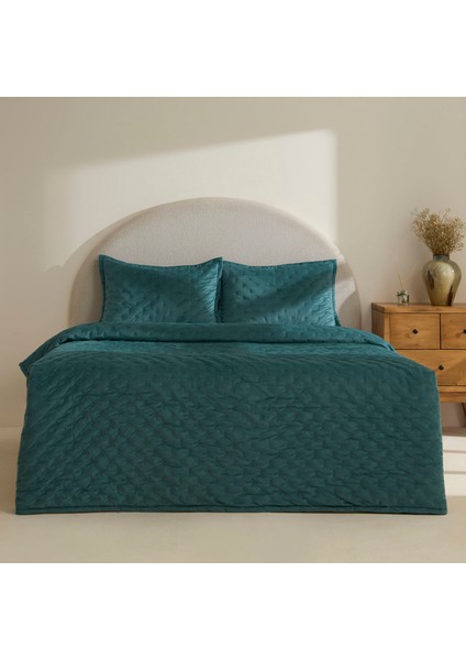 Granel Çift Kişilik Kadife Yatak Örtüsü Petrol