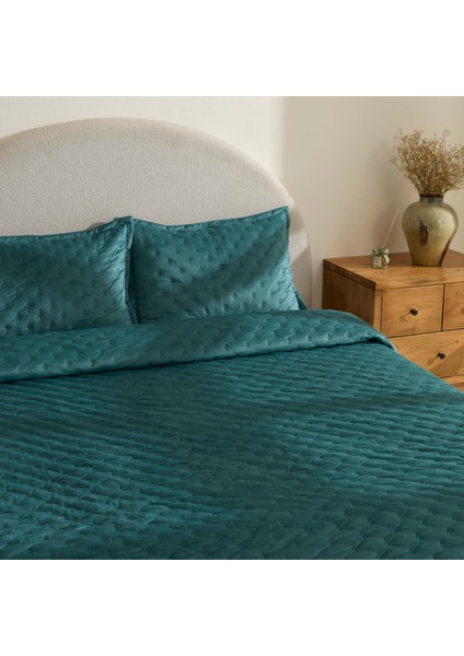 Granel Çift Kişilik Kadife Yatak Örtüsü Petrol modelleri