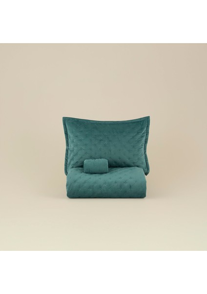 Granel Çift Kişilik Kadife Yatak Örtüsü Petrol