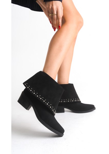 Siyah Süet Kadın Bot Çizme Metal Aksesuarlı Western Kovboy Mira fiyatları