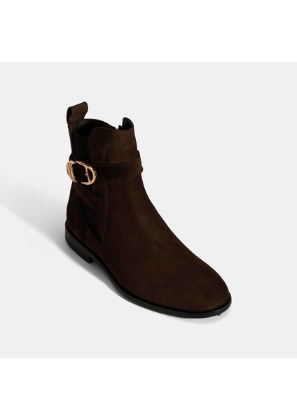 Kadın Kahve Ayarlanabilir Tokalı Süet Bot indirimleri