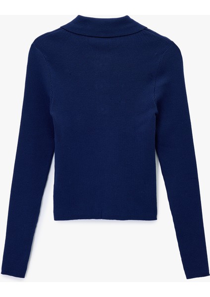 x Melis Ağazat - Uzun Kollu Yarım Düğme Detaylı Polo Yaka Triko Kazak fiyatları