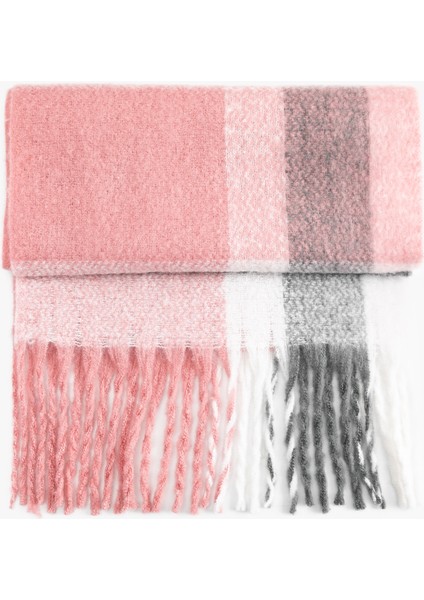 Yumuşak Dokulu Püsküllü Renk Bloklu Uzun Atkı fiyatları