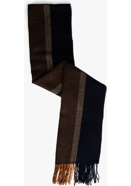 Çizgili Uzun Püsküllü Atkı