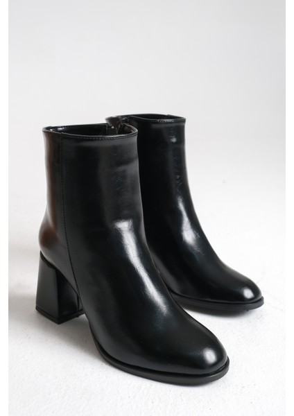 Siyah Deri Kadın Bot Kaymaz Taban Fermuarlı Kalın Topuk Diana fırsatları