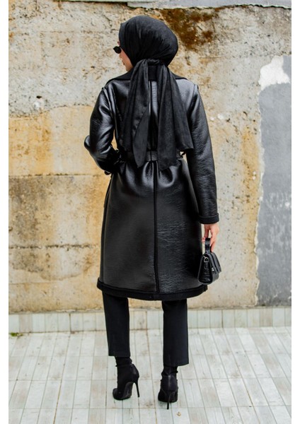 Yün Kaplamalı Deri Kaban-Siyah modelleri