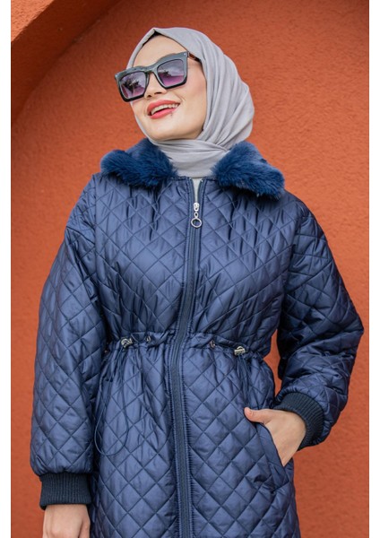 Kürk Yakalı Kapitone Kaban-Laci fiyatları