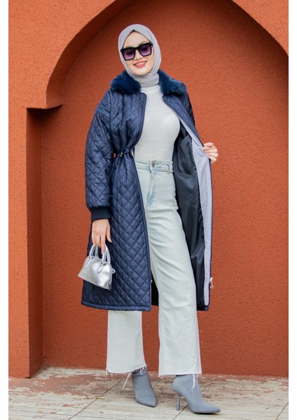 Kürk Yakalı Kapitone Kaban-Laci fırsatları