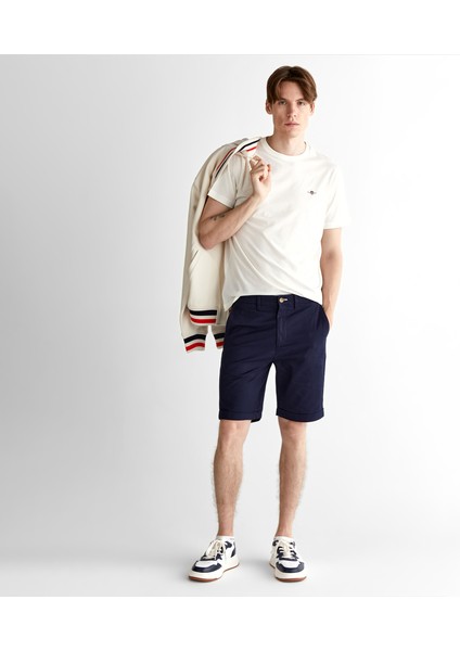 Erkek Lacivert Slim Fit Şort