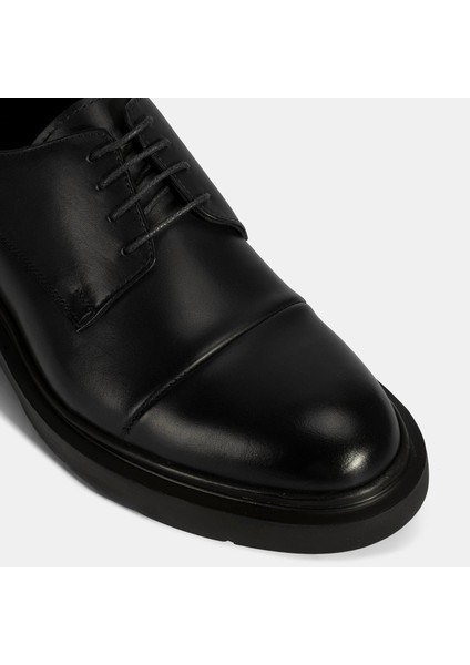 Erkek Siyah Bağcıklı Deri Klasik Ayakkabı