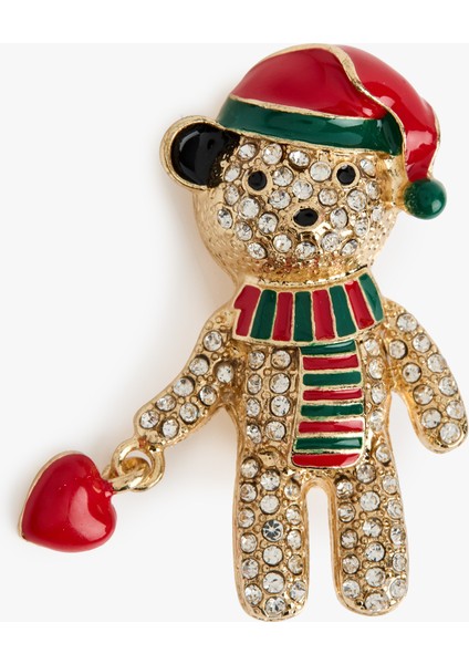 Taş Detaylı Noel Baba Temalı Broş