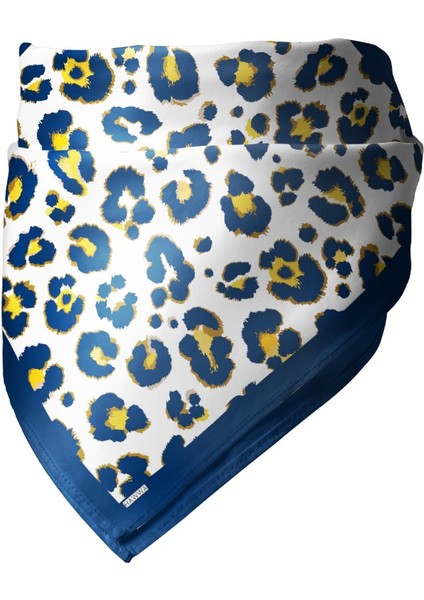 Lacivert Altın Leopar Desenli Bandana Fular modelleri