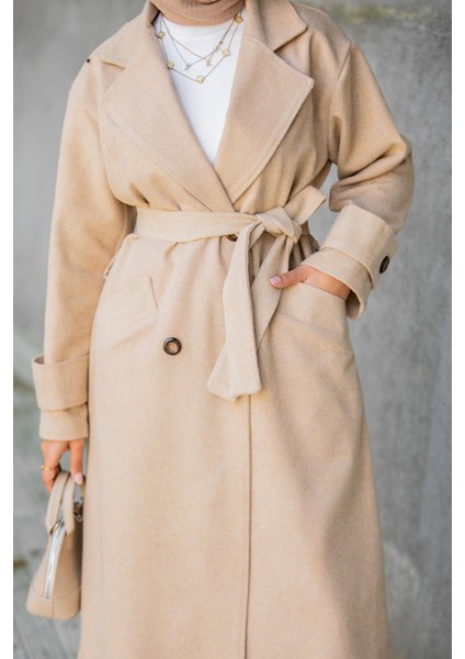 Milla Astarsız Yün Kaşe Kaban-Bej fiyatları