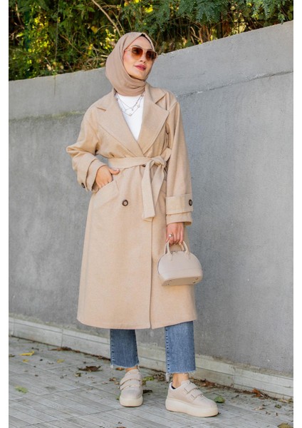 Milla Astarsız Yün Kaşe Kaban-Bej fırsatları