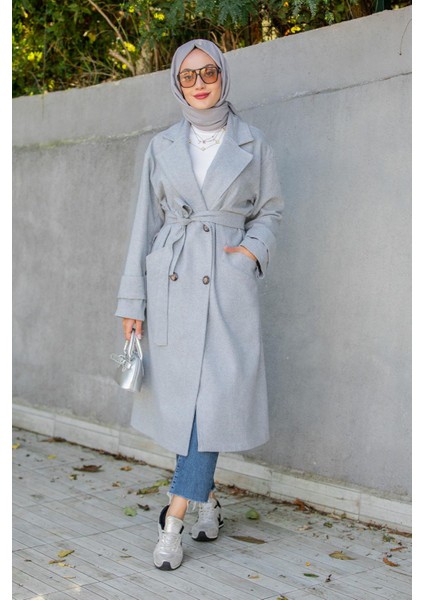 Milla Astarsız Yün Kaşe Kaban-Gri fırsatları