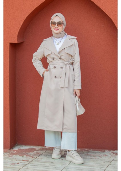 Rodi Uzun Astarlı Trençkot-Bej fırsatları
