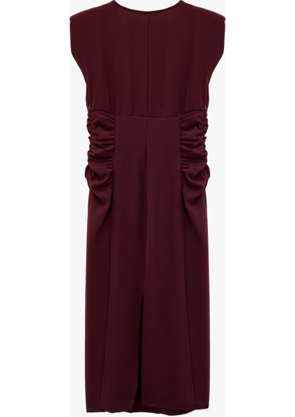 Kolsuz V Yaka Drape Detaylı Uzun Elbise fırsatları