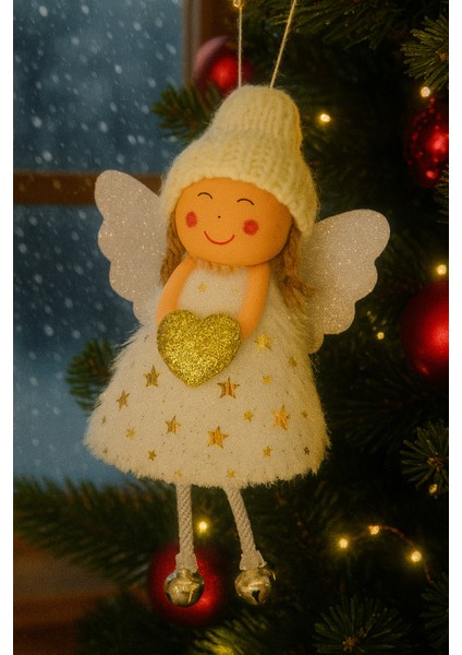 Beyaz Kanat Melek Yılbaşı Ağacı Süsü, 17CM, Metalik, Noel Dekorasyon, Süsleme