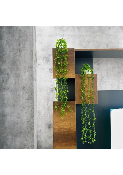 2 Adet, El Yapımı Mini Beton Saksıda 80 cm Yapay Sarkan Şimşir Anneler Günü Sevgililer Hediyesi