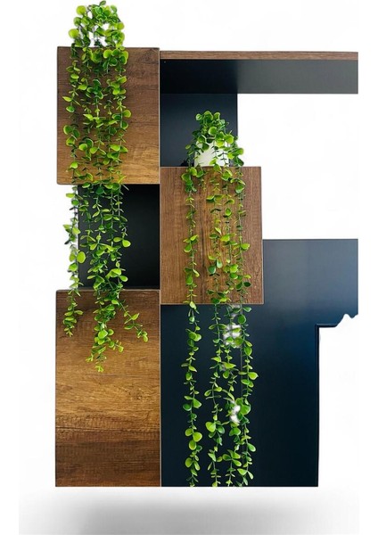 2 Adet, El Yapımı Mini Beton Saksıda 80 cm Yapay Sarkan Şimşir Anneler Günü Sevgililer Hediyesi