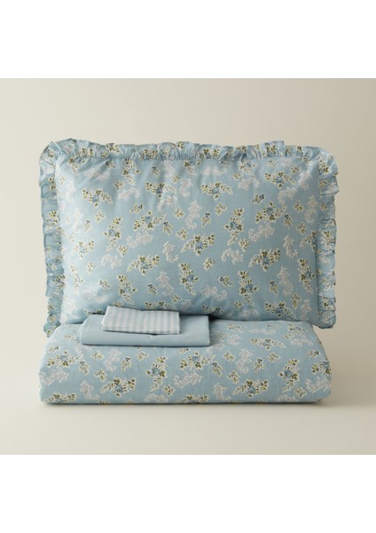 Carlo %100 Pamuk Tek Kişilik Nevresim Takımı Mavi