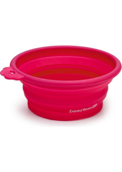 Drnds Beeztees Köpek Mama ve Su Kabı, Teleskopik, Pembe, Silikon, 15,5cm, 250ML