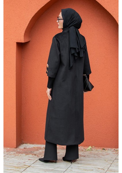 Jessy Angora Ribana Kollu Kaban-Siyah modelleri