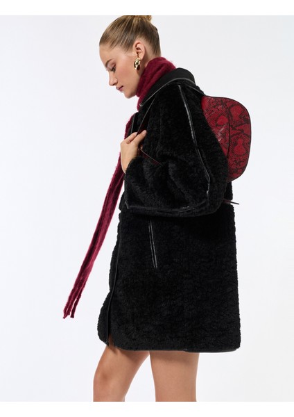 Bonded Kaban Oversize Peluş Düğmeli Cepli Kruvaze Uzun Kollu fiyatları