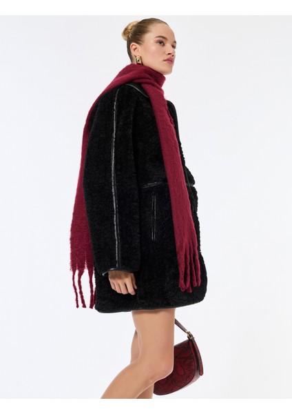 Bonded Kaban Oversize Peluş Düğmeli Cepli Kruvaze Uzun Kollu indirimleri