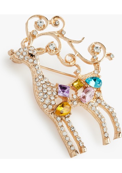 Taşlı Yılbaşı Temalı Çok Renkli Broş fiyatları