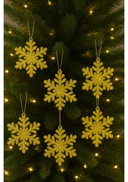 Altın Parıltılı Kar Tanesi Dekor – 5’li Paket
