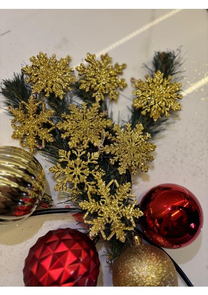 Altın Parıltılı Kar Tanesi Dekor – 5’li Paket fırsatları