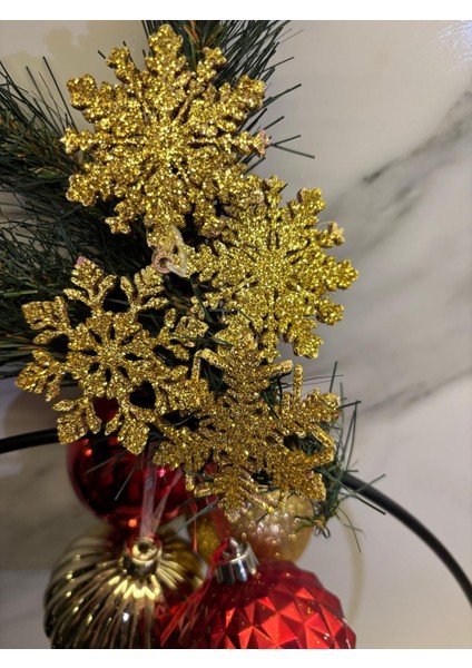 Altın Parıltılı Kar Tanesi Dekor – 5’li Paket indirimleri