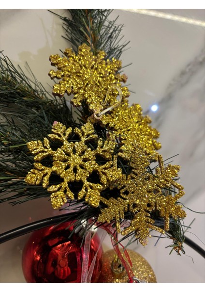 Altın Parıltılı Kar Tanesi Dekor – 5’li Paket