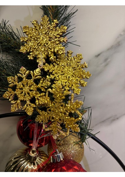 Altın Parıltılı Kar Tanesi Dekor – 5’li Paket