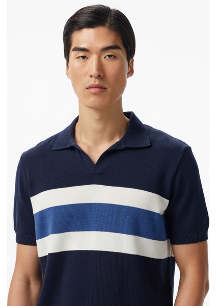 Erkek Lacivert Classic Fit Çizgili Triko fırsatları