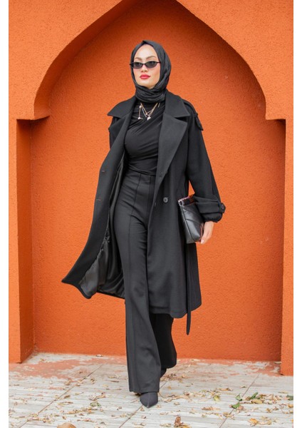 Celn Astarlı Apoletli Kaşe Kaban-Siyah modelleri