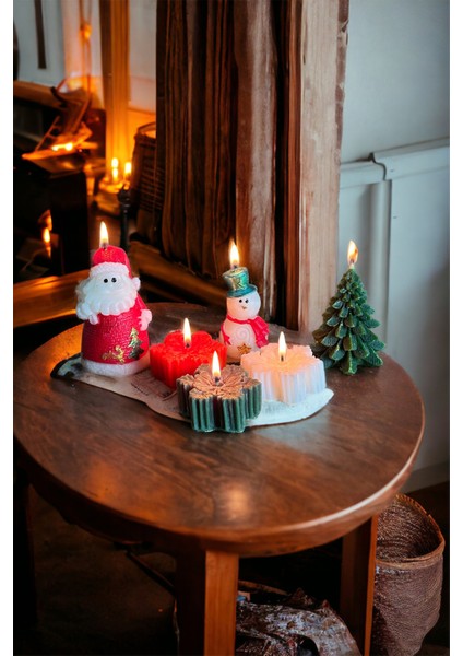 6'lı Çam Ağacı, Noel Baba, Kardan Adam, Kar Tanesi ve Mum Seti, Yılbaşı Dekorasyonu fiyatları