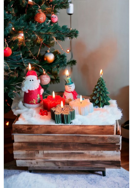 6'lı Çam Ağacı, Noel Baba, Kardan Adam, Kar Tanesi ve Mum Seti, Yılbaşı Dekorasyonu fırsatları