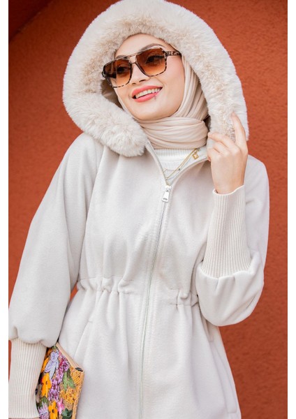 Lupi Kürk Kapşon Ithal Angora Kaban-Bej fiyatları