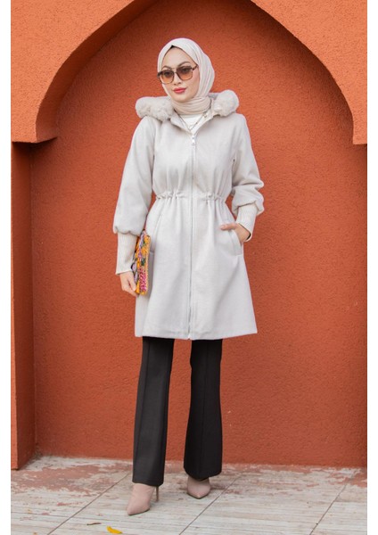 Lupi Kürk Kapşon Ithal Angora Kaban-Bej