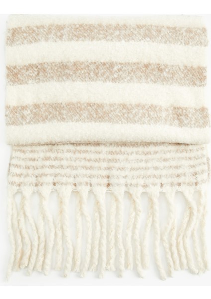 Çizgili Yumuşak Dokulu Püsküllü Uzun Atkı fiyatları