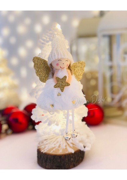 Parlak Metalik Kanatlı Melek Yılbaşı Ağaç Süsü 17CM, Şık Dekorasyon