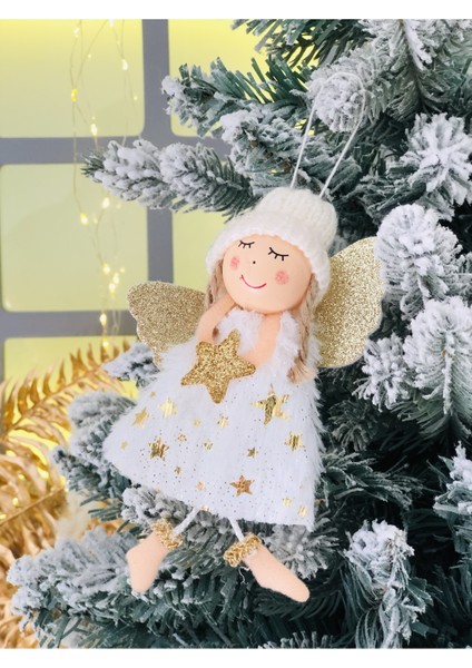 Parlak Metalik Kanatlı Melek Yılbaşı Ağaç Süsü 17CM, Şık Dekorasyon modelleri