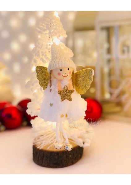 Parlak Metalik Kanatlı Melek Yılbaşı Ağaç Süsü 17CM, Şık Dekorasyon
