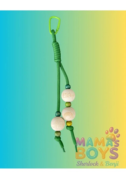 Yeşil Sevimli Boncuklu Paracord Çanta Aksesuarı - Charm - Süs